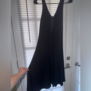 Elegant Black V-Neck Maxi Dress with Stud Detail